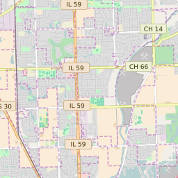 Map of All ZIP Codes in Aurora Township, Illinois